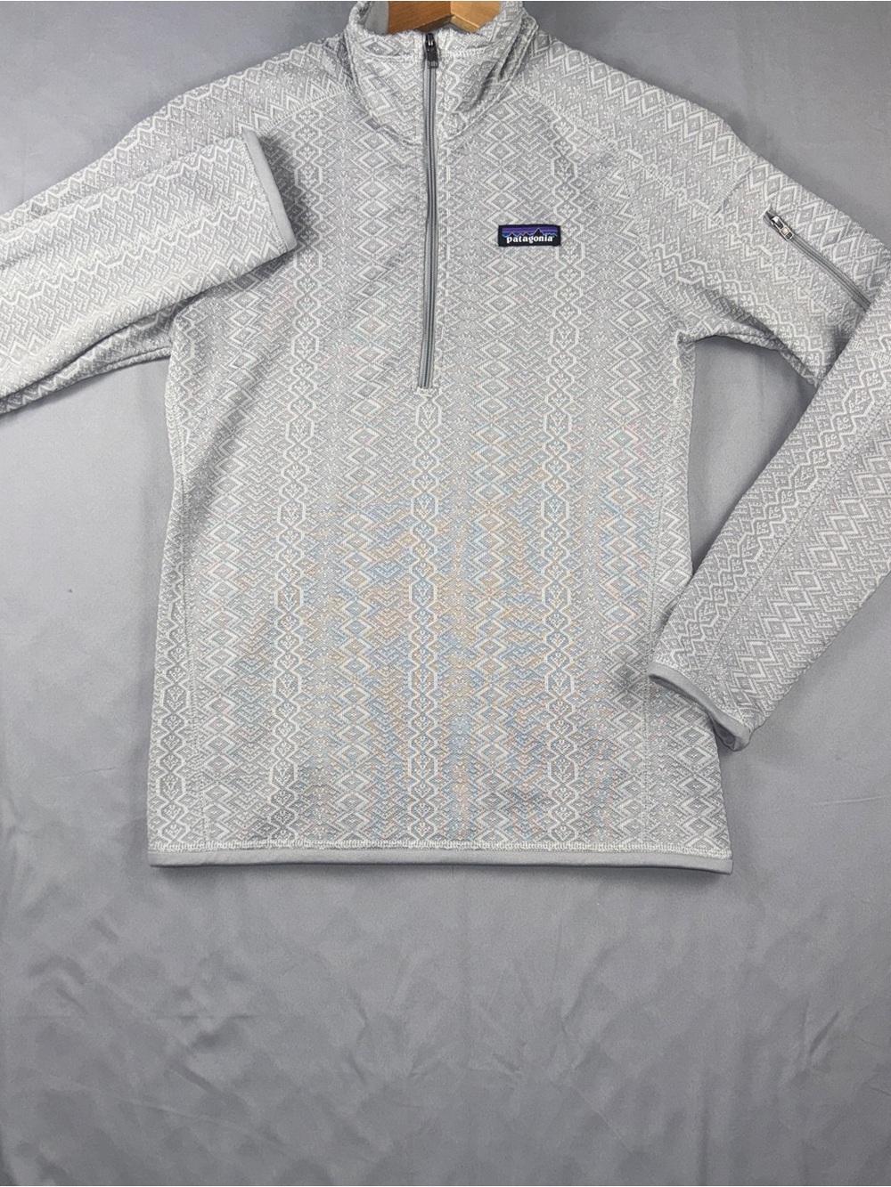 Patagonia Better Sweater 1/4 Zip Fleece Pullover Nordic Geometric Gray Womens S